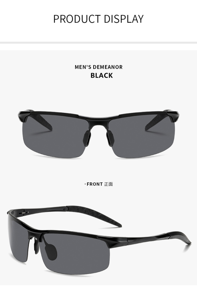 Men's Polarized HD Lens Sunglasses with Spring Leg & Aluminium Magnesium Frame