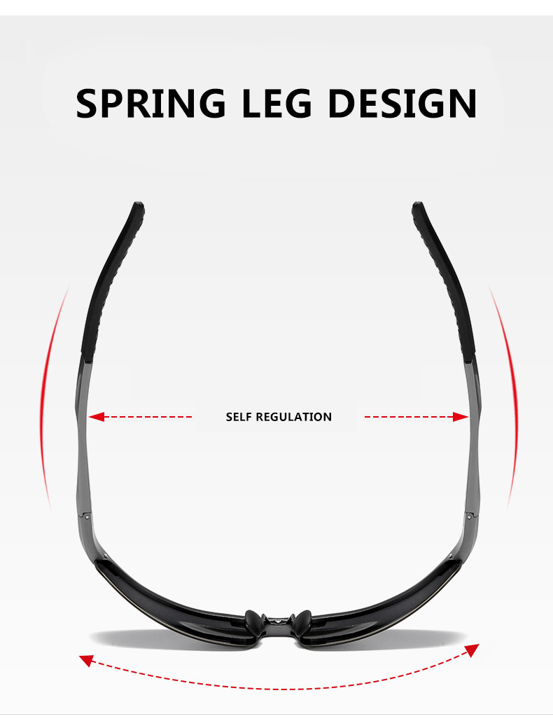 Men's Polarized HD Lens Sunglasses with Spring Leg & Aluminium Magnesium Frame