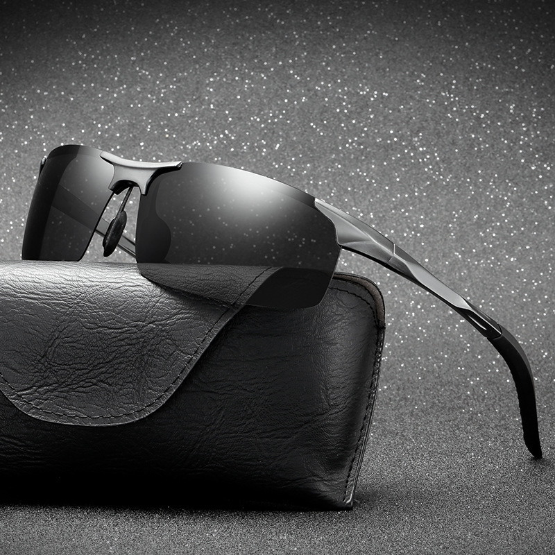 Men's Polarized HD Lens Sunglasses with Spring Leg & Aluminium Magnesium Frame