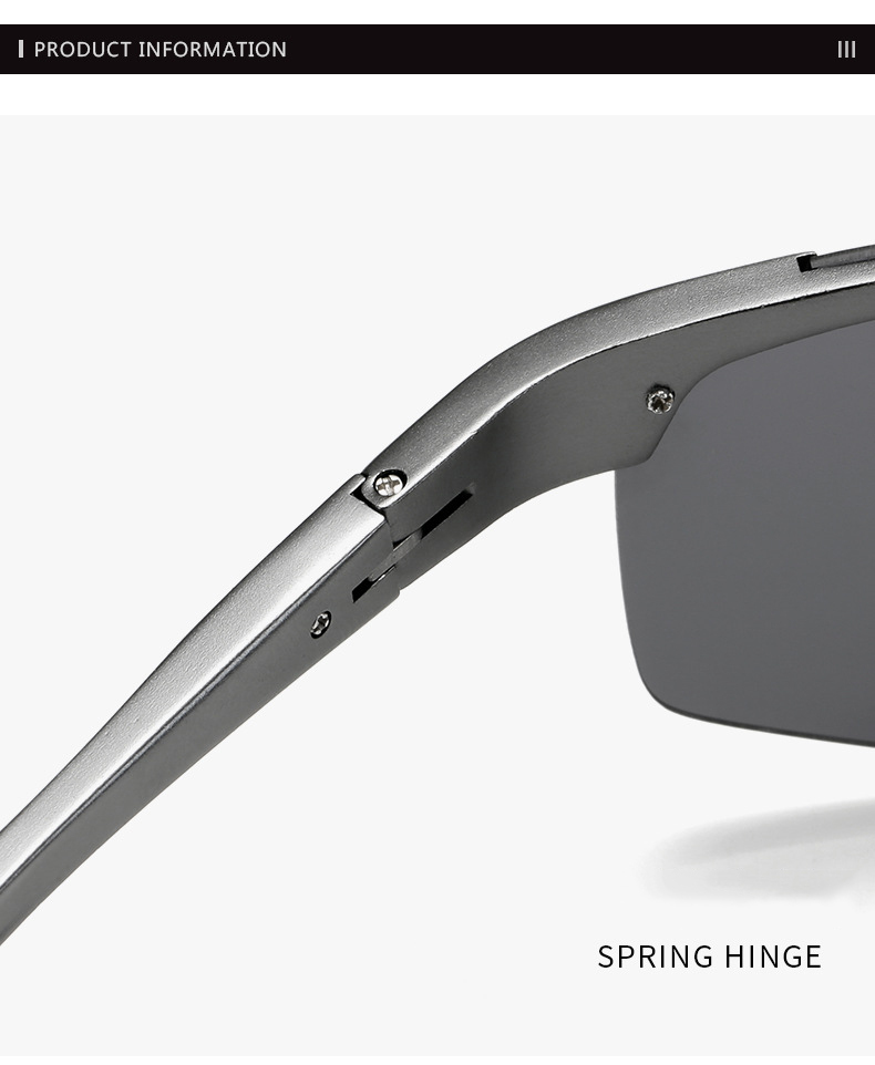 Men's Polarized HD Lens Sunglasses with Spring Leg & Aluminium Magnesium Frame