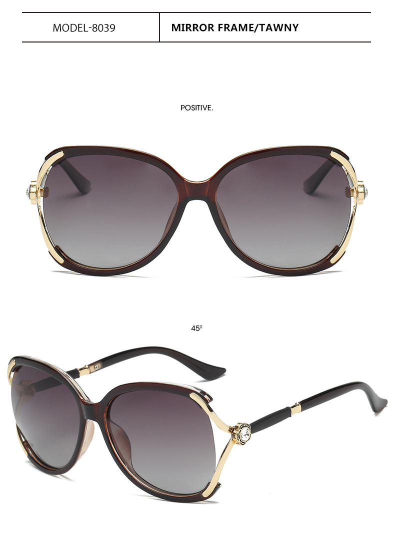 Lady's Fashion Version Polarized HD Lens Sunglasses with PC & Metal Frame