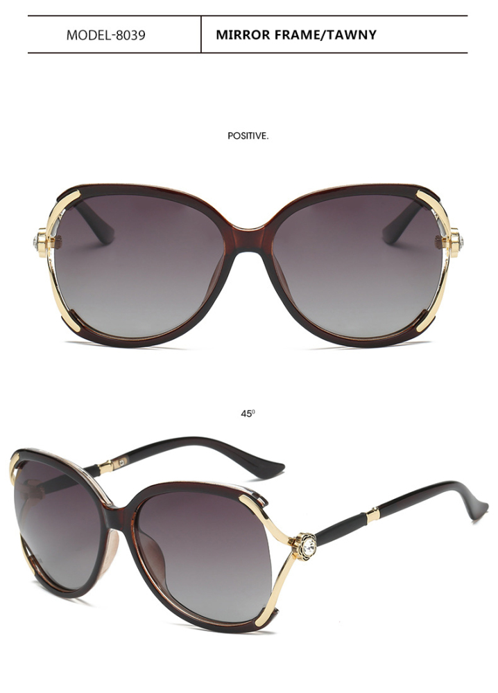 Lady's Fashion Version Polarized HD Lens Sunglasses with PC & Metal Frame