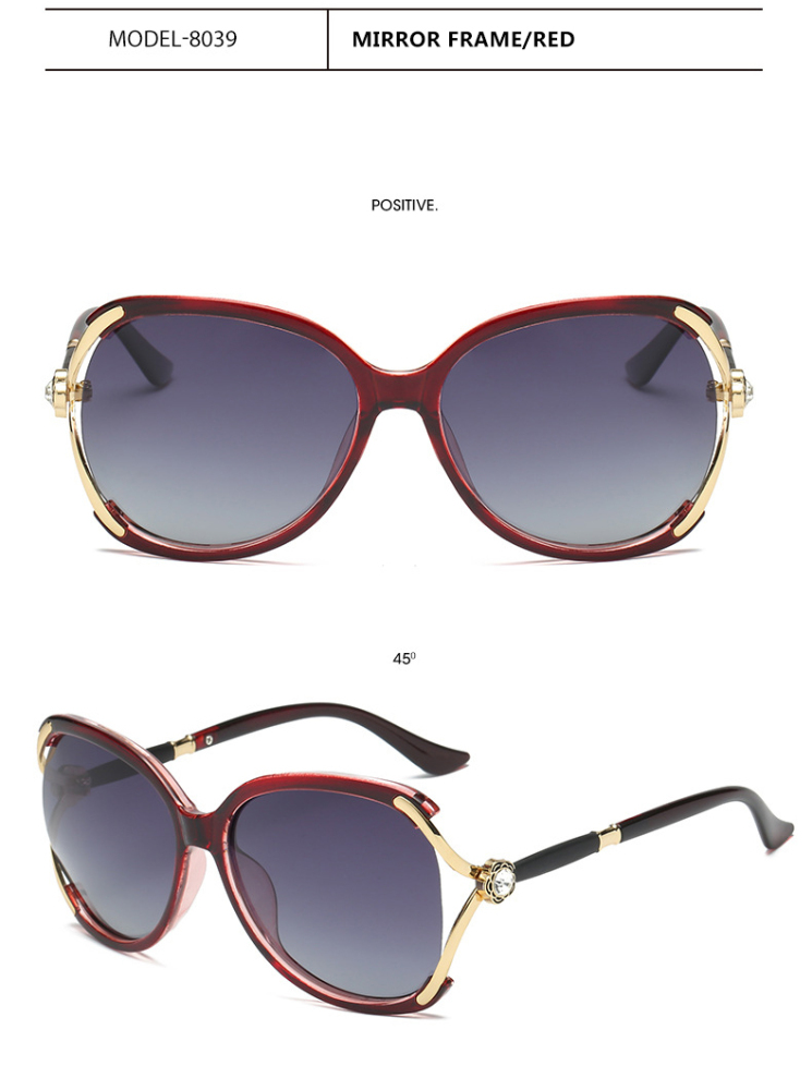 Lady's Fashion Version Polarized HD Lens Sunglasses with PC & Metal Frame