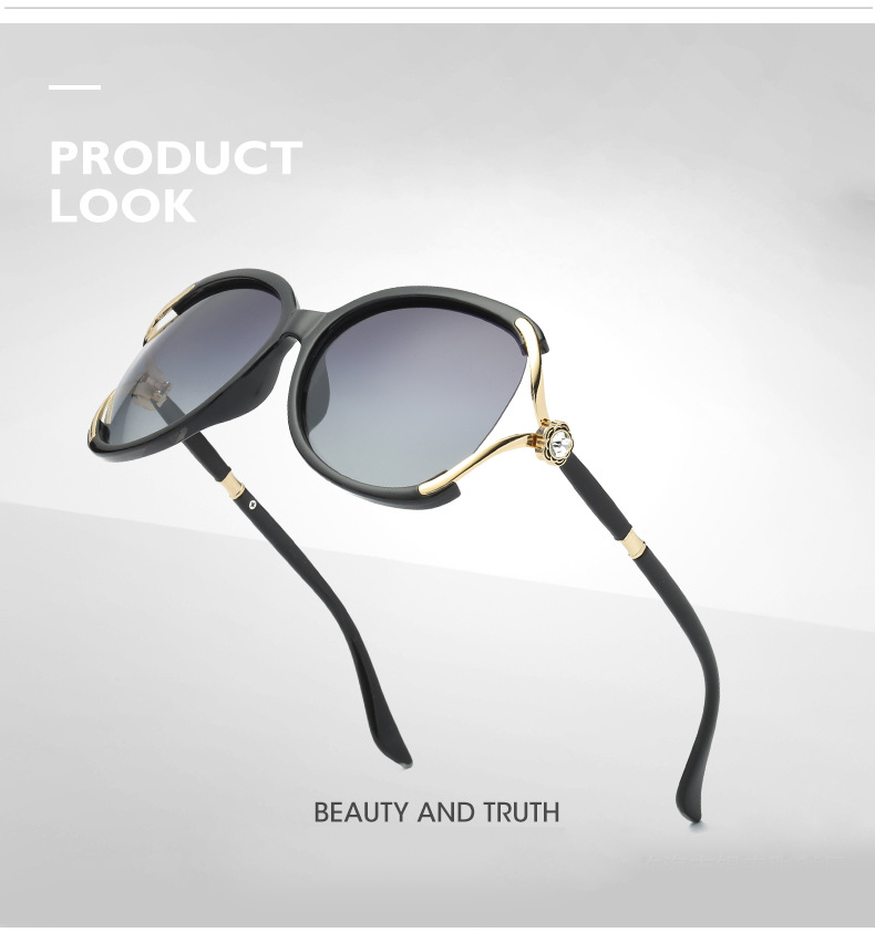 Lady's Fashion Version Polarized HD Lens Sunglasses with PC & Metal Frame