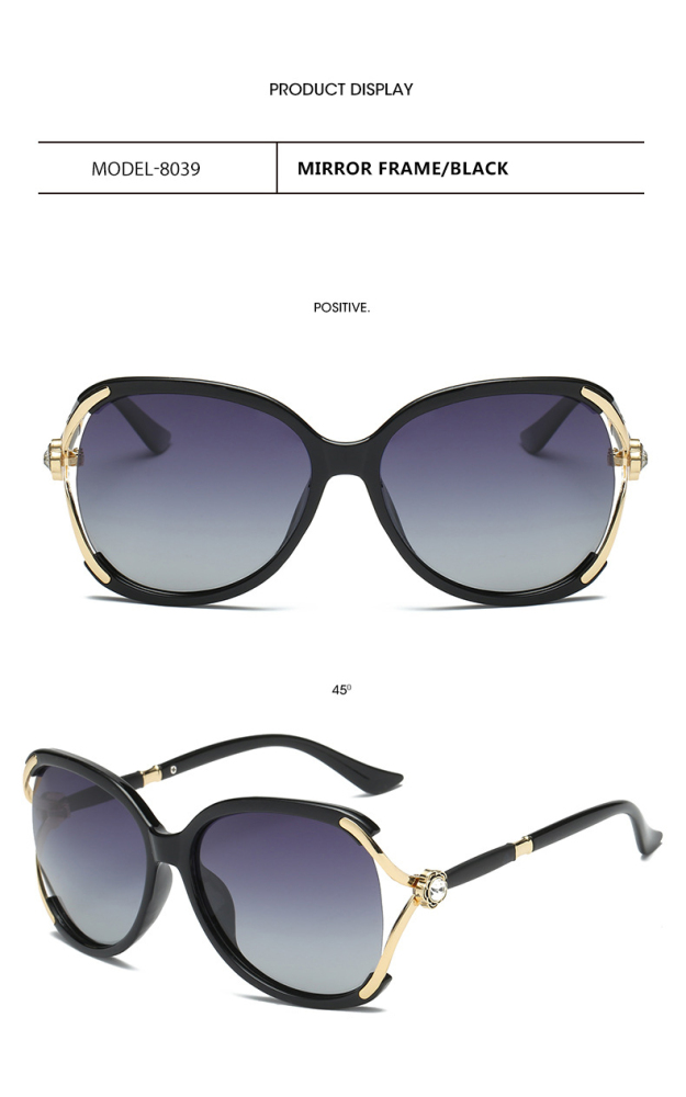 Lady's Fashion Version Polarized HD Lens Sunglasses with PC & Metal Frame
