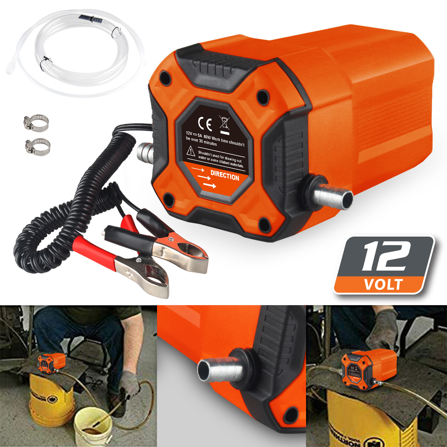 60W Car Engine 12V Electric Oil/Diesel Fluid Sump Extractor Scavenge Exchange Fuel Transfer Suction Pump Boat Motorbike