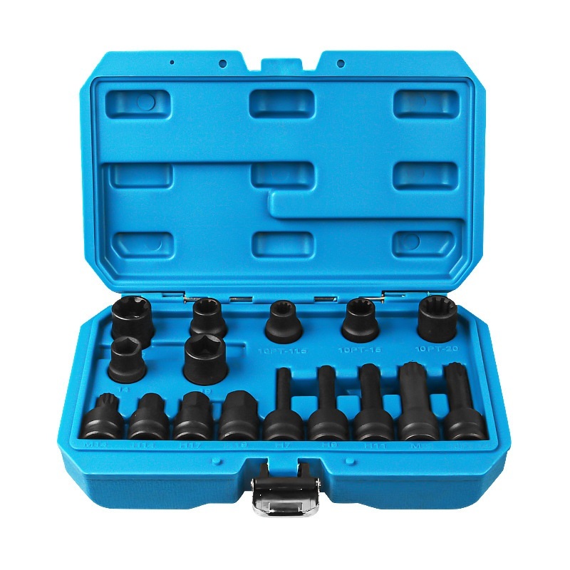 16pc 1/2" Dr Combo Brake Caliper Socket Set for Removal VW Audi Benz Ford Brake Pad Screw