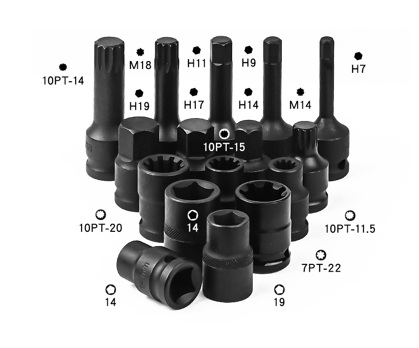 16pc 1/2" Dr Combo Brake Caliper Socket Set for Removal VW Audi Benz Ford Brake Pad Screw