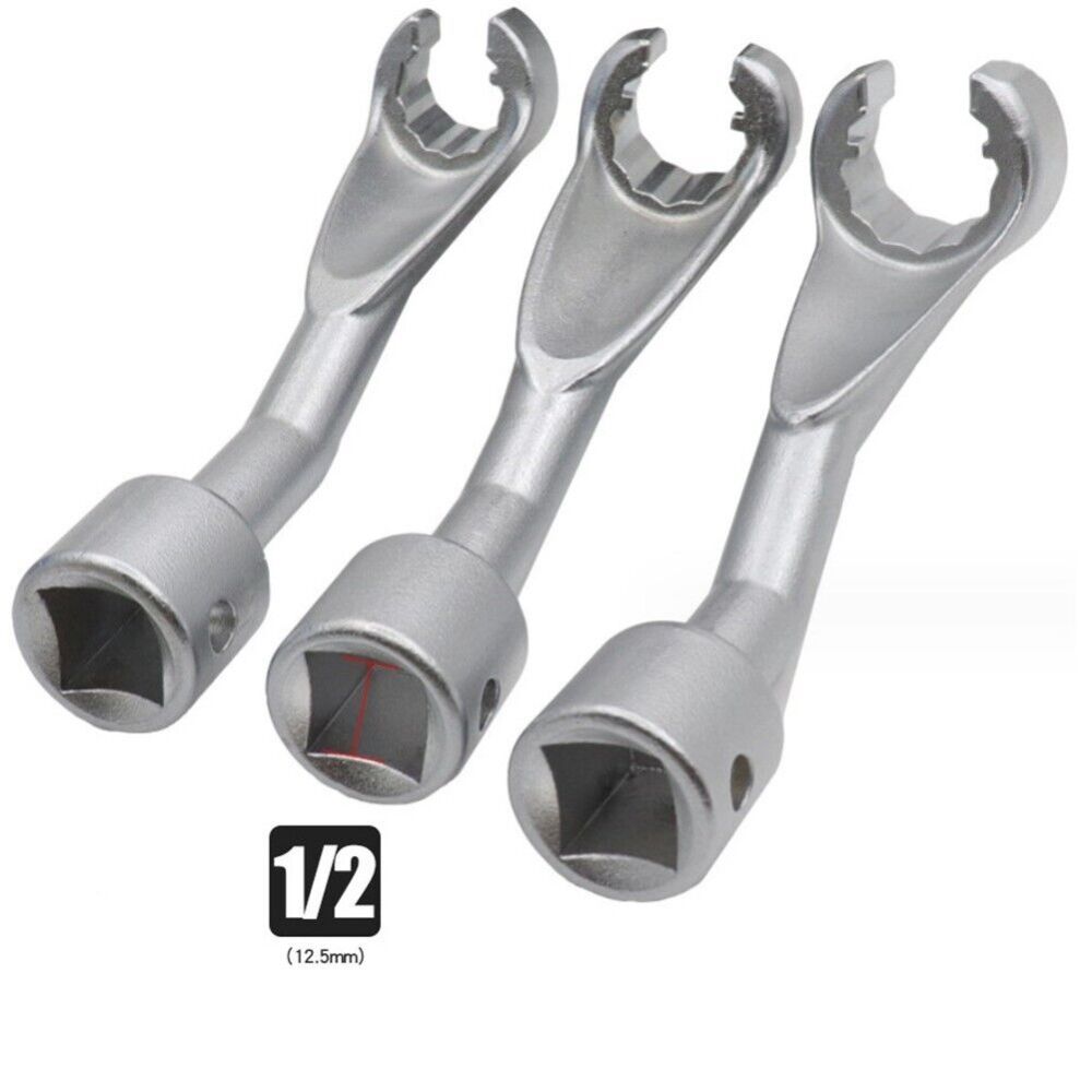 1/2" Dr. 119mmL Fuel Injection Line Flare Nut Open Socket Wrench Option:14mm/17mm/19mm/3pc Set
