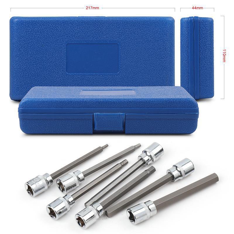 110mm Extra Long 7pc 3/8" Dr Hex Allen Socket Bit Set:H3-H4-H5-H6-H7-H8-H10