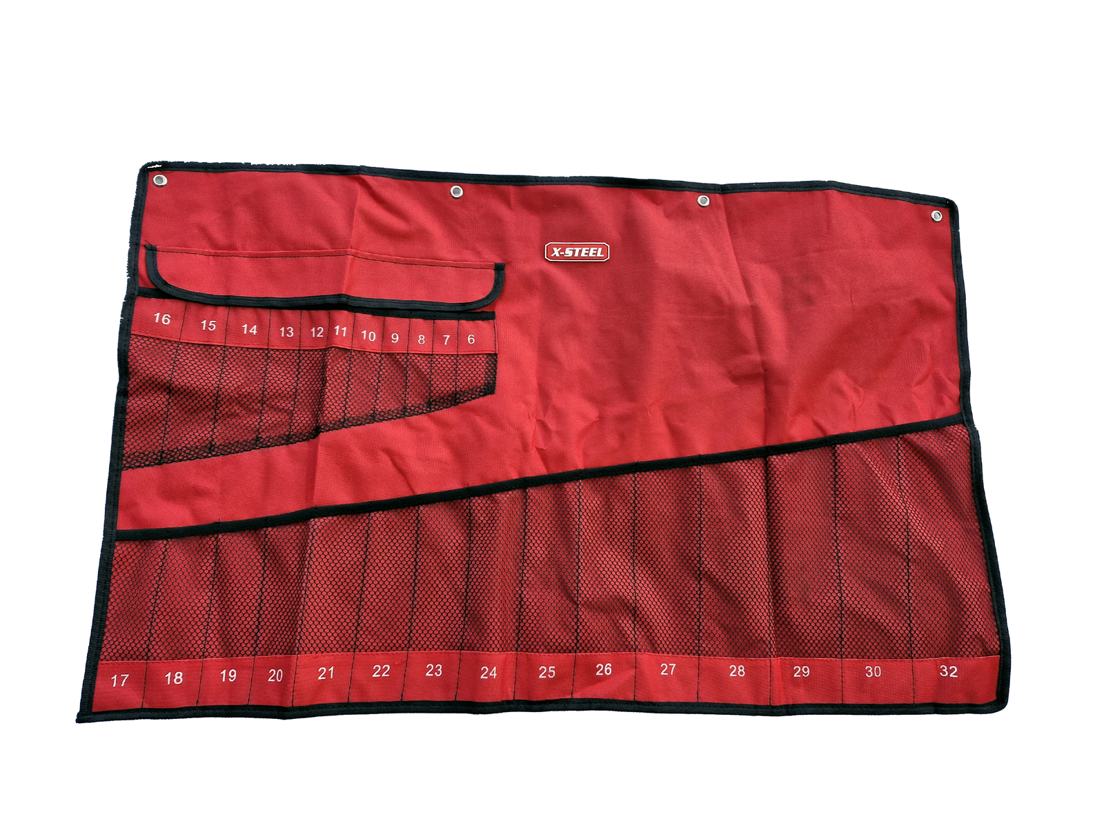 Canvas Tool Roll Pouch with Grid for Open & Ring Combination Spanner Display & Storage