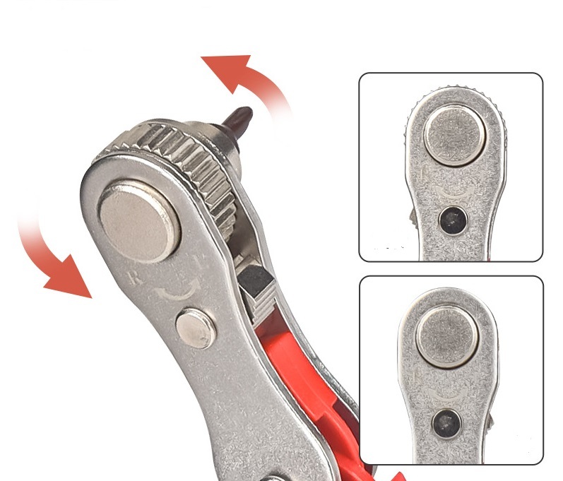 1/4" Dr. Stubby Low Profile Reversible Ratchet Bits & Socket Drive Wrench