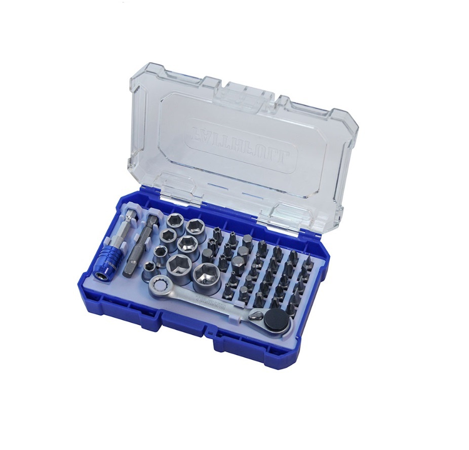 Faithfull UK Ratchet Screwdriver Bit Set 42 Piece Socket Pozi Phillips Slot Star