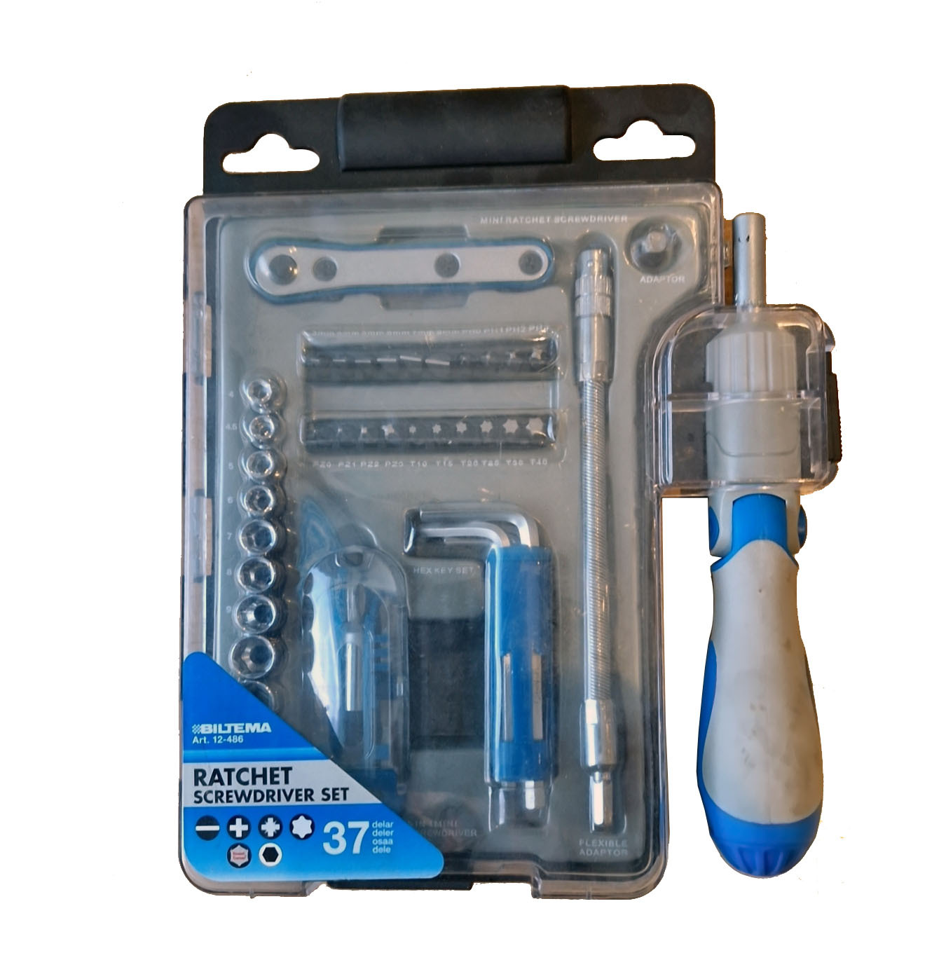 BILTEMA Denmark 37pc Ratchet Screwdriver & Socket Hex Torx Phillip Slotted Bits Set