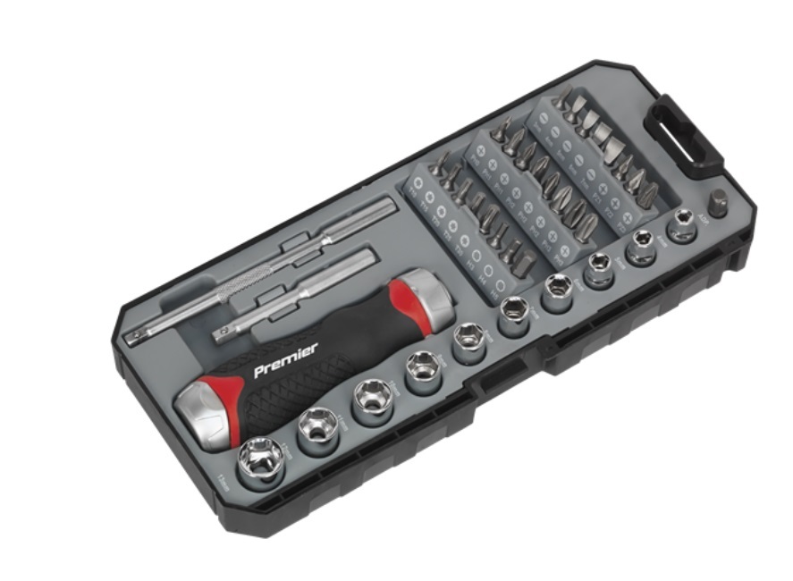Sealey Premier 38pc Fine Tooth Ratchet Screwdriver Socket & Bit Set