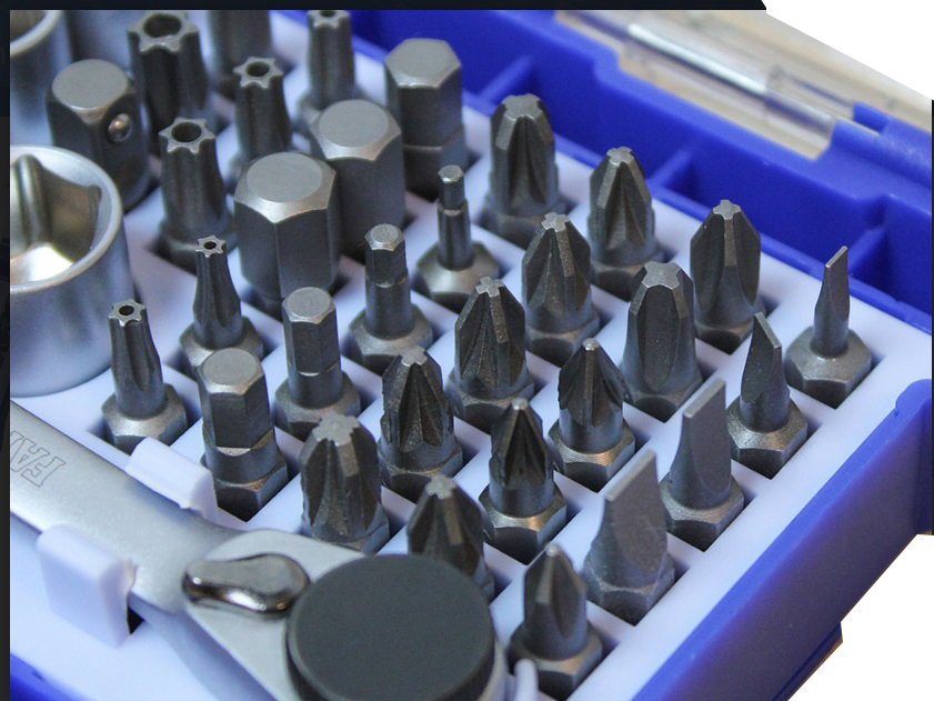 Faithfull UK Ratchet Screwdriver Bit Set 42 Piece Socket Pozi Phillips Slot Star