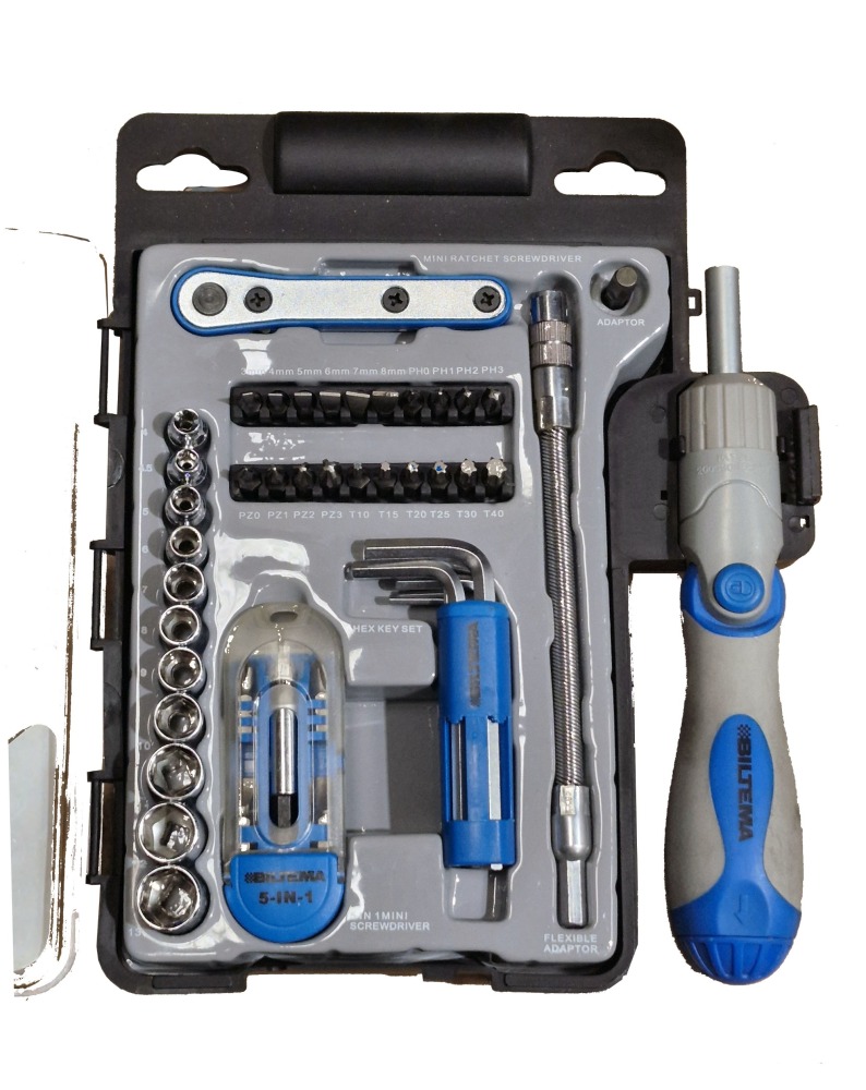 BILTEMA Denmark 37pc Ratchet Screwdriver & Socket Hex Torx Phillip Slotted Bits Set