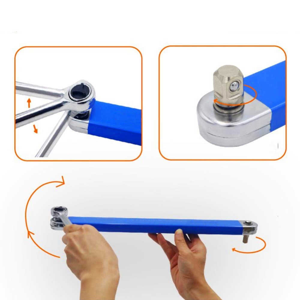 Offset Slim Ratchet Extension Wrench Reach Confined Area w 1/4-3/8-1/2" Socket+1/4" Bits Adapters
