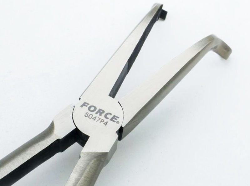Force 5047P 11" 280mmL Long Reach Jaw Pliers 4 Points Gripping Ring Head / 90° Curved Jaw