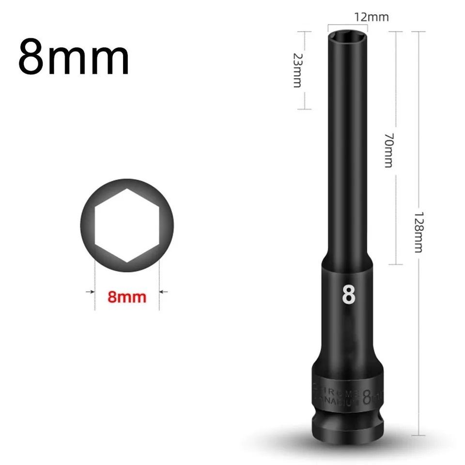 1/2" Dr 6PT 128mmL Extra Deep Socket Pneumatic Hex Wrench
