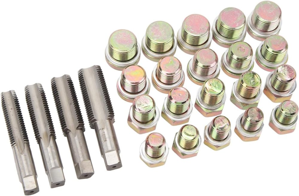 64pc Oil Pan Drain Sump Plug Key Thread Repair Tool Kit: M13-M20 4 Popular Size