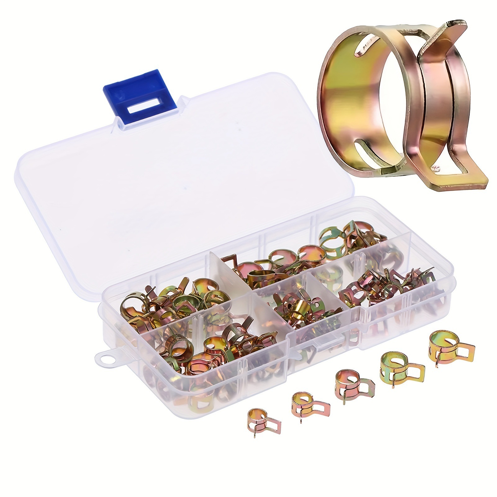 75pc Spring Fuel Oil Water Hose Clip Pipe Tube Band Clamp Assortment