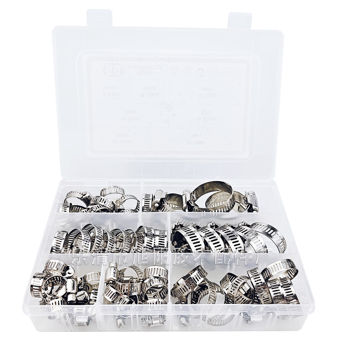 8-38mm 60pc 304 Stainless Steel Adjustable Screw Band Warm Drive Hose Clamp Assortment