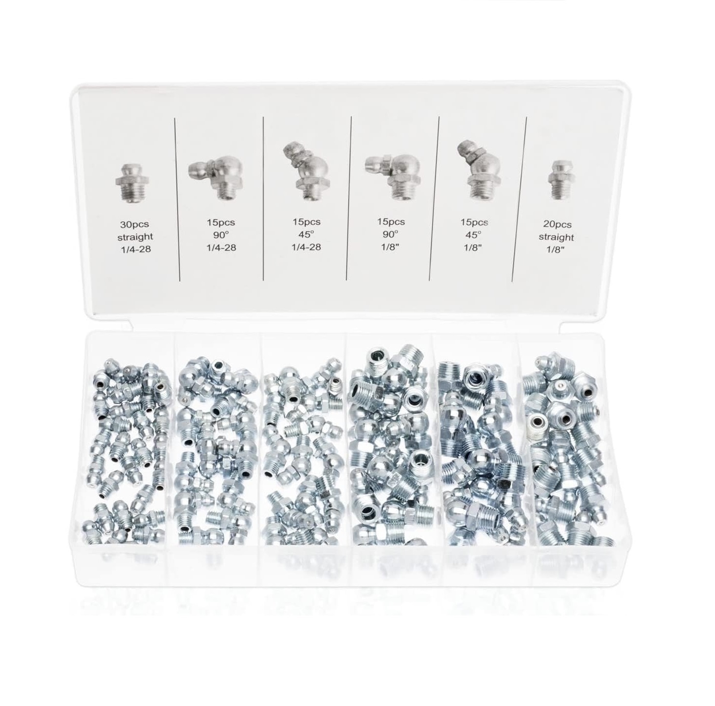 110pc Metric/Imperial Hydraulic Lube Grease Fittings Zerk Fitting Assortment