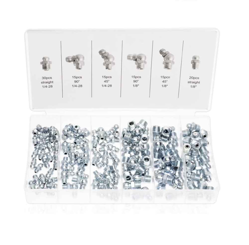 110pc Metric/Imperial Hydraulic Lube Grease Fittings Zerk Fitting Assortment