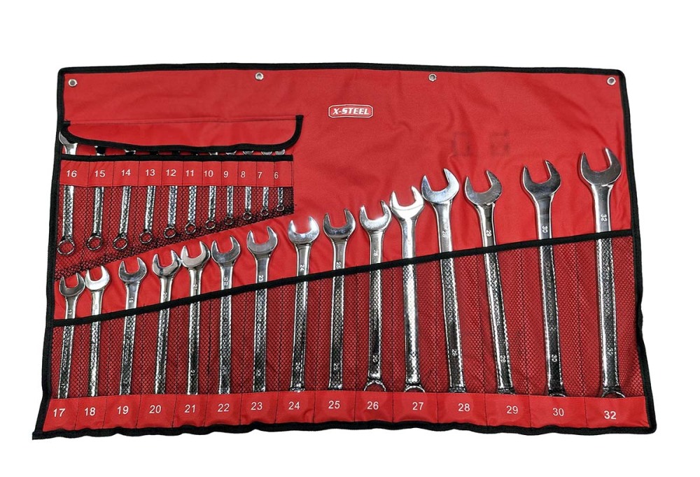 Industrial Quality Mirror Fully Polished Combination /Ring Open End Spanner Set:8pc/12pc/14pc/16pc/26pc