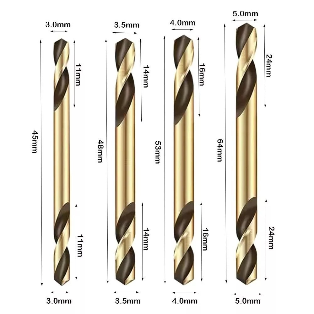 HSS 4341 Drillbits Twist Drill Bit Double Head Straight Shank