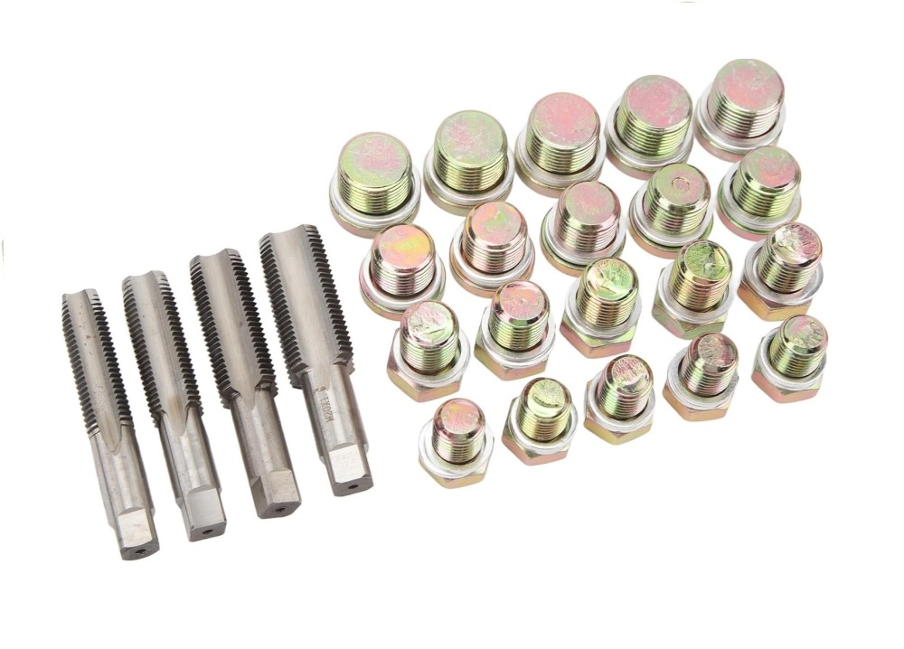 114pc Oil Pan Drain Sump Plug Key Thread Repair Auto Tool Kit:M13-M22 6 Popular Size
