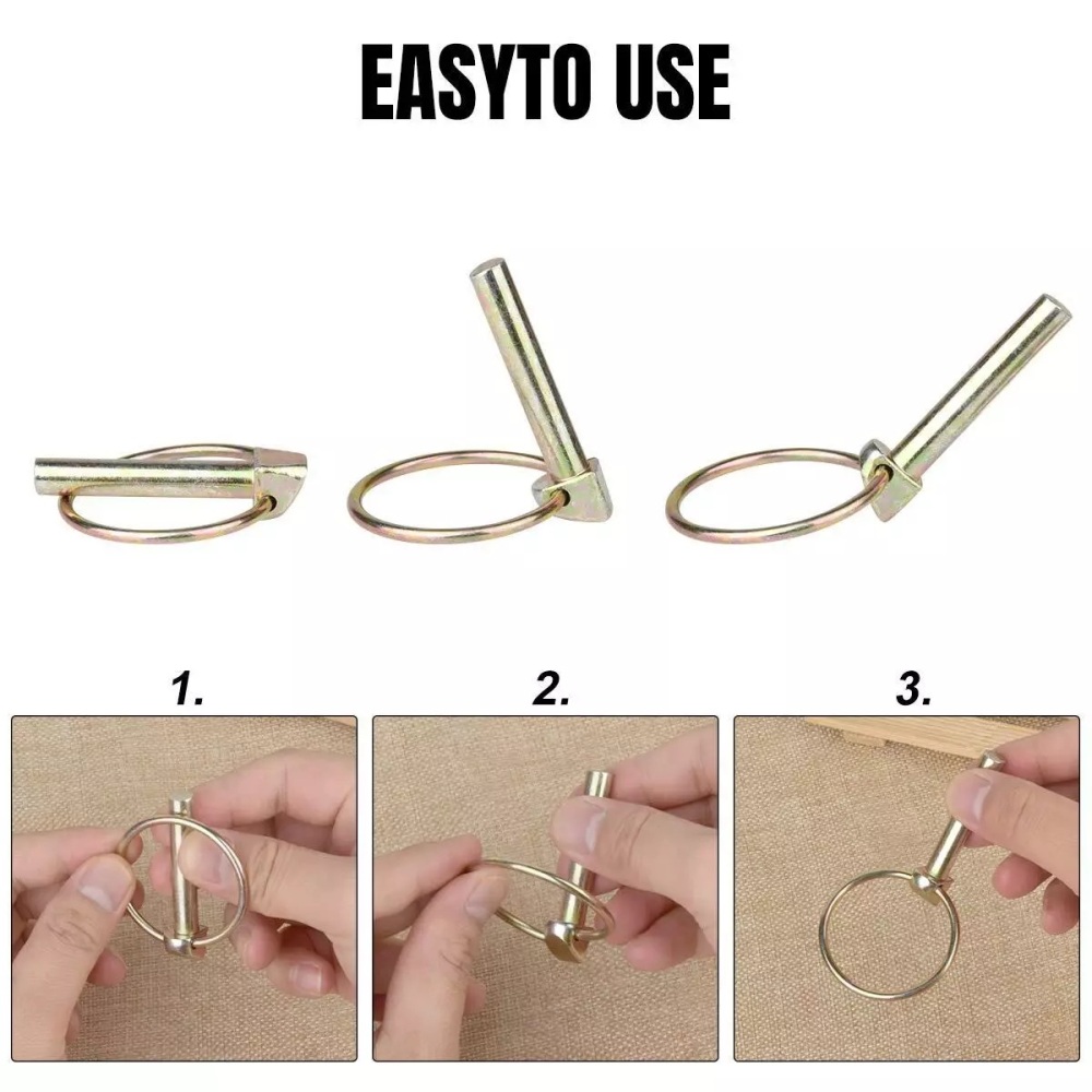 50pc Lynch Pins 3 Point Hitch Pins Assortment Kit for Trailer Truck Mower: M4.5, M6, M8, M11