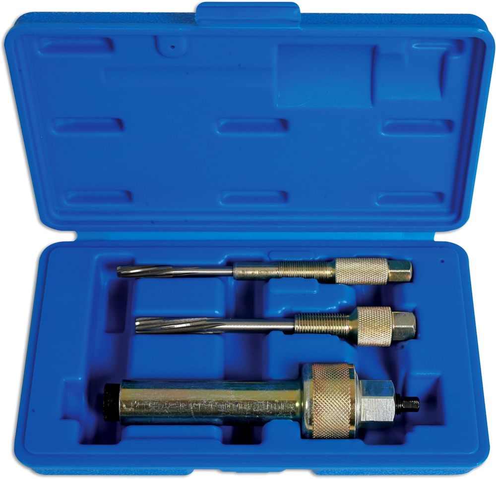 3pcs Glow Plug Puller & Reamer Set: 9mm Puller; M10, M12 Reamer