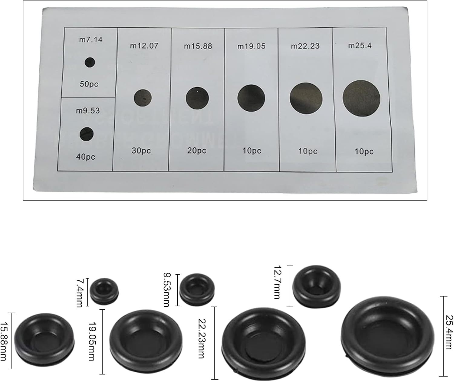 170pc 7 Sizes Rubber Grommet Electric Conductor Sealing Ring Assortment