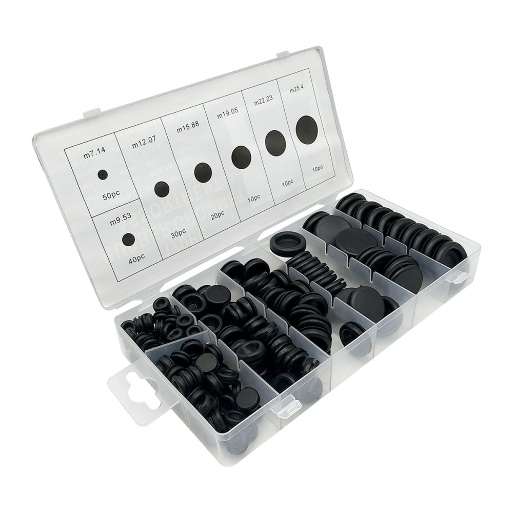 170pc 7 Sizes Rubber Grommet Electric Conductor Sealing Ring Assortment