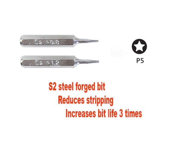 S2 Steel 5PT Pentalobe 0.8 & 1.2mm Torx High Precision Screwdriver Iphone Macbook Air Pro