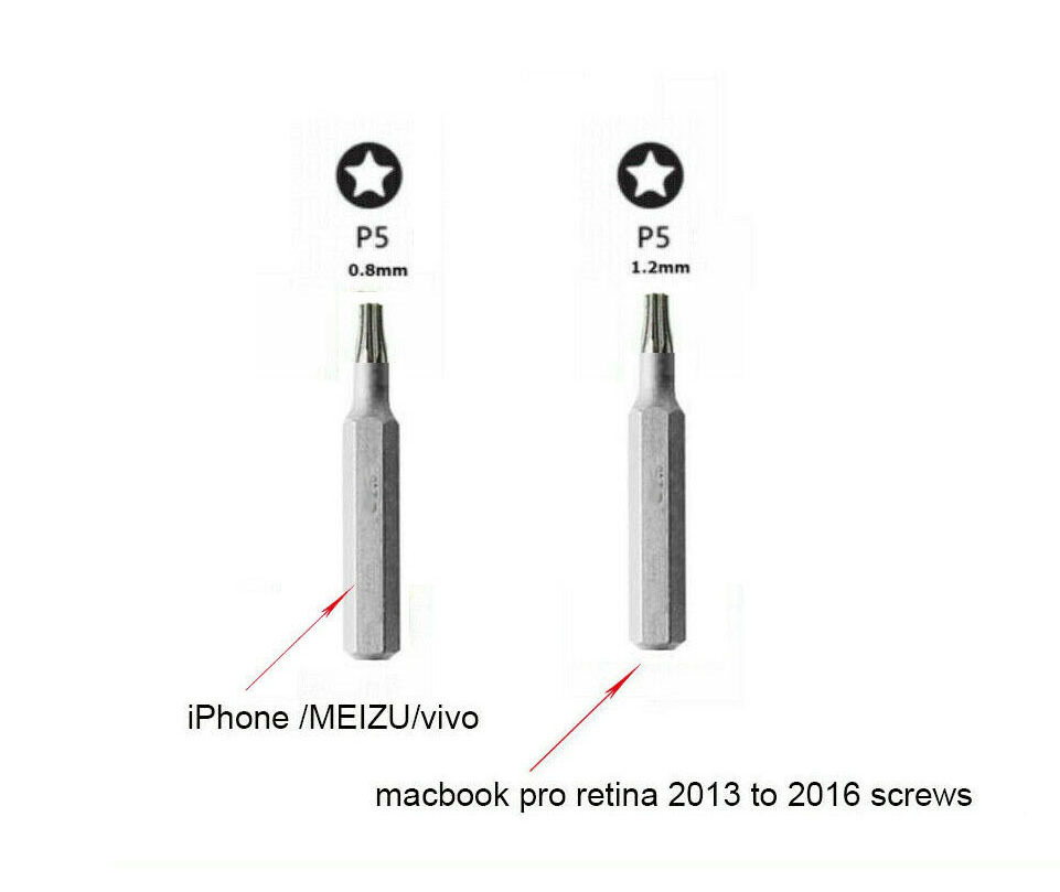S2 Steel 5PT Pentalobe 0.8 & 1.2mm Torx High Precision Screwdriver Iphone Macbook Air Pro