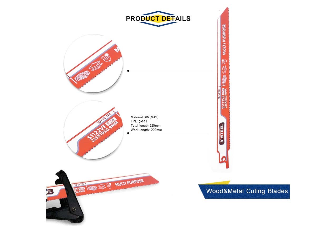 S1122VF M42 Bi-Metal 10-14TPI Milled Teeth Reciprocating Jig Saw Blade Metal & Wood Cutting