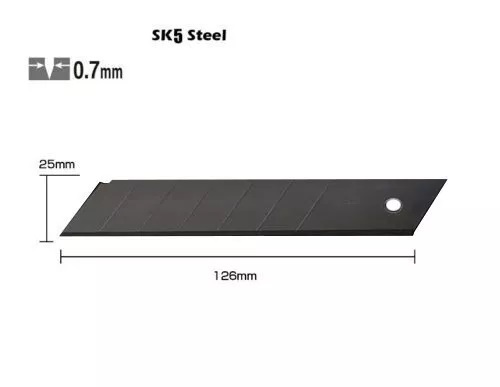 10-pack 25mm SK2 Steel Ultra Sharp Black Snap-Off Blade for Signage Vinyl Cardboard Drywall & Much More Cutting