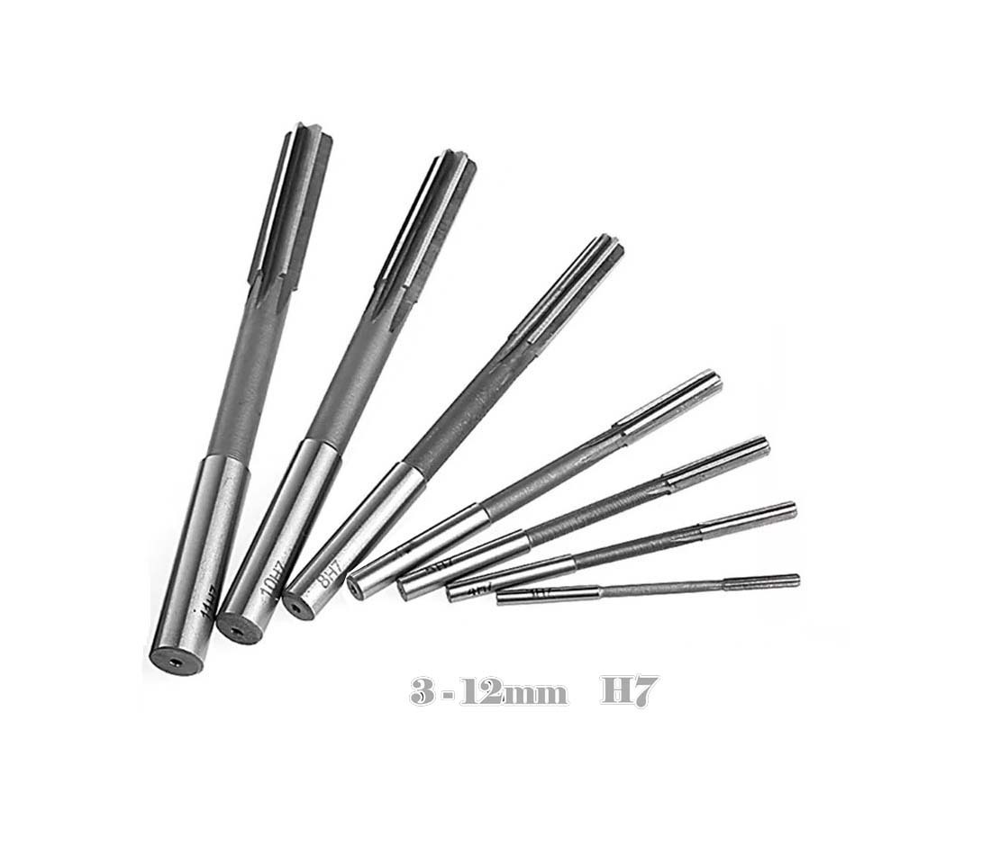 HSS 4241 Bore Machining H7 Reamer Straight Shank 7pc Milling Tool Set: 3-4-5-6-8-10-12mm
