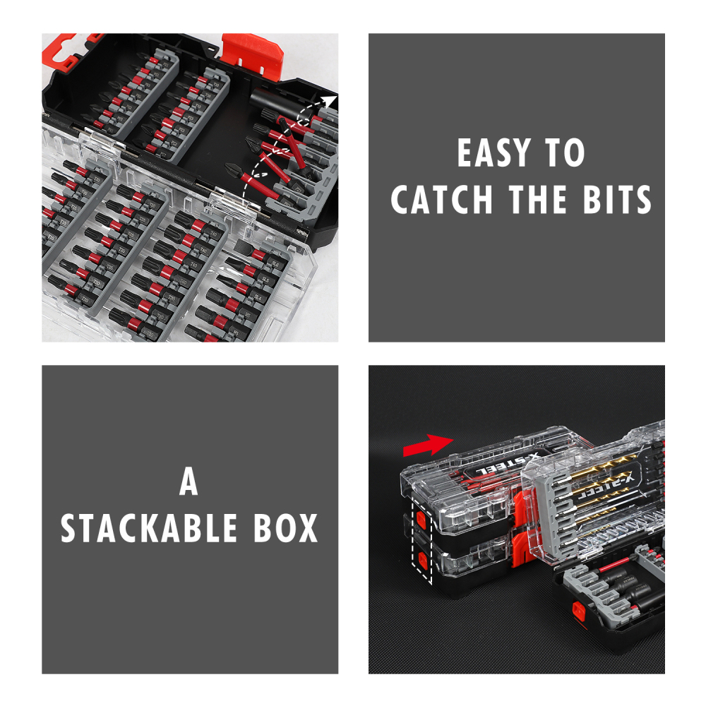 Expert 49pc S2 Steel Impact Power Bits with Magnetic Tip Set: Phillips, Pozi, Slotted, Hex, Torx