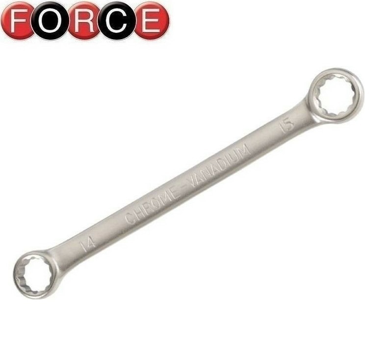 Force T51226 Flat/T51226A 15° Bowed Double Ring Spanner Wrench 6x7-30x32mm 12pc