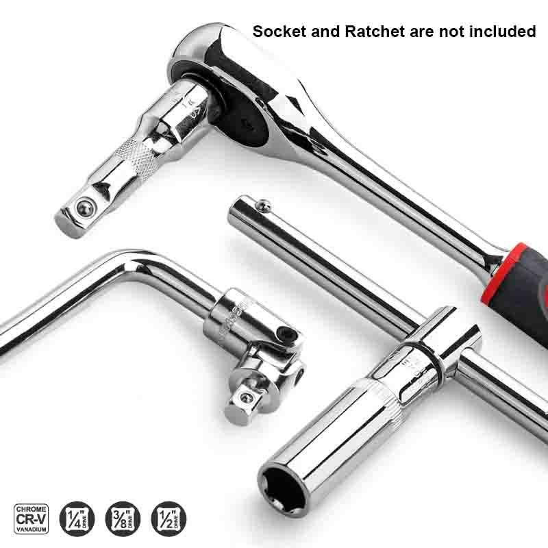 All-in-1 Combo 1/4"-3/8"-1/2" Dr. Socket Accessories Set: Extension Bar Convertor Adapter