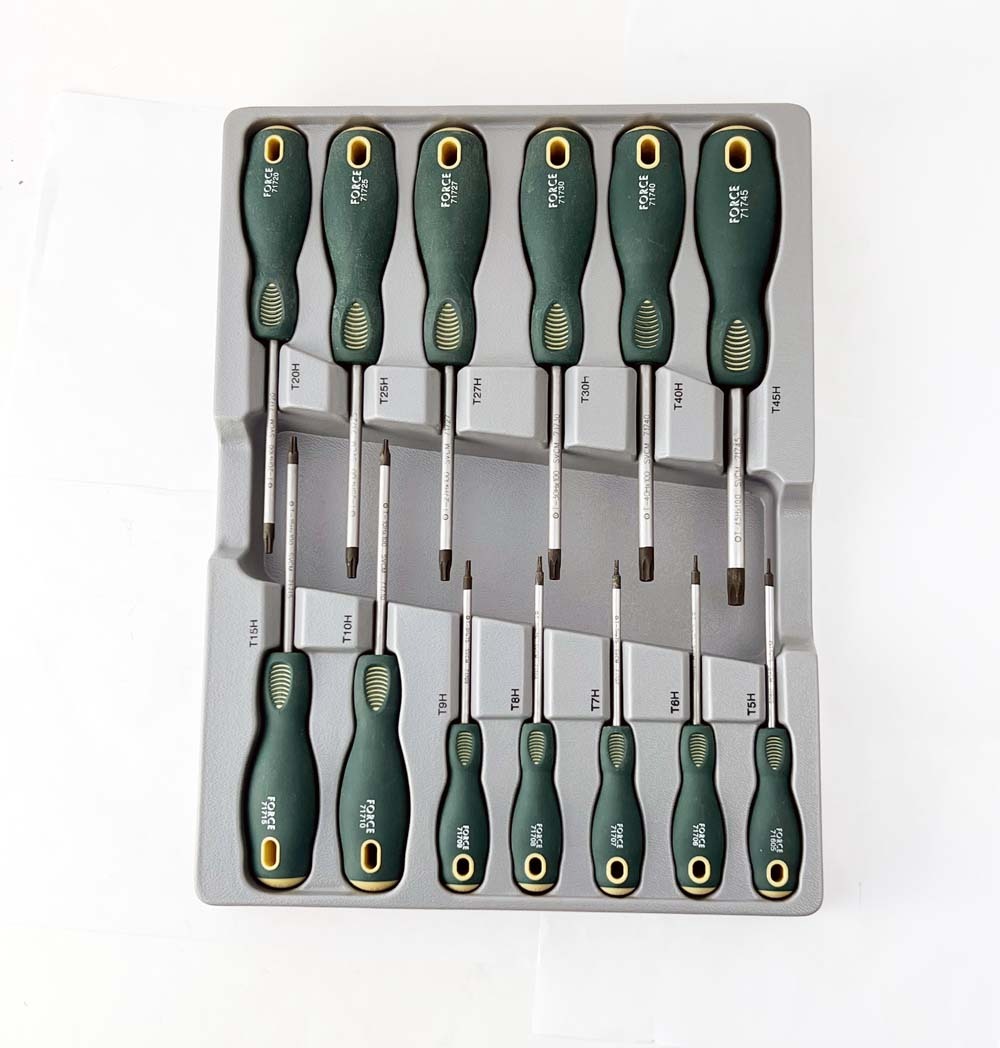 Force 2137TYC S2 Steel 13pc Star Torx Tamperproof Screwdriver Set: T5, T6H-T45H