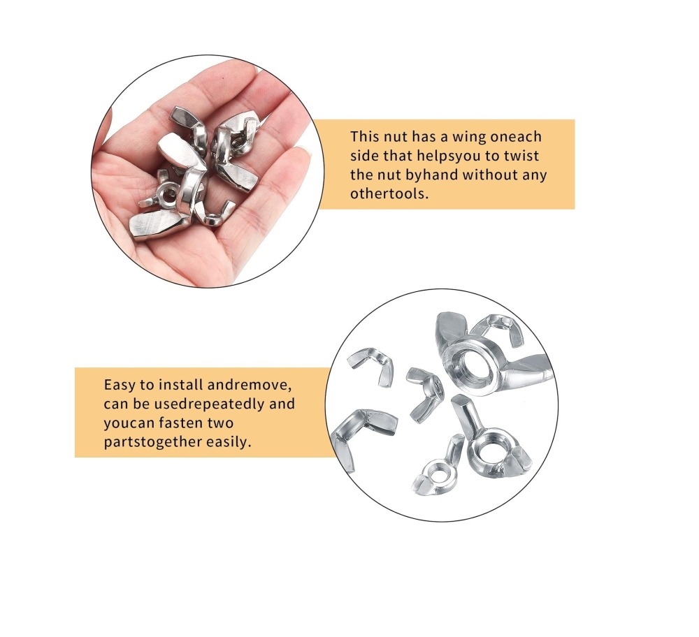 100pc Wing Nut Assortment 7 Metric Sizes Kit: M3,M4,M5,M6,M8,M10,M12