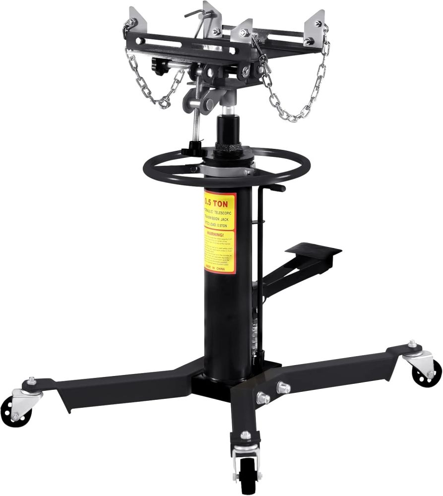 0.5Ton Telescopic Transmission Jack Swivel Wheel Lift Hoist Adjustable Height Support Stand