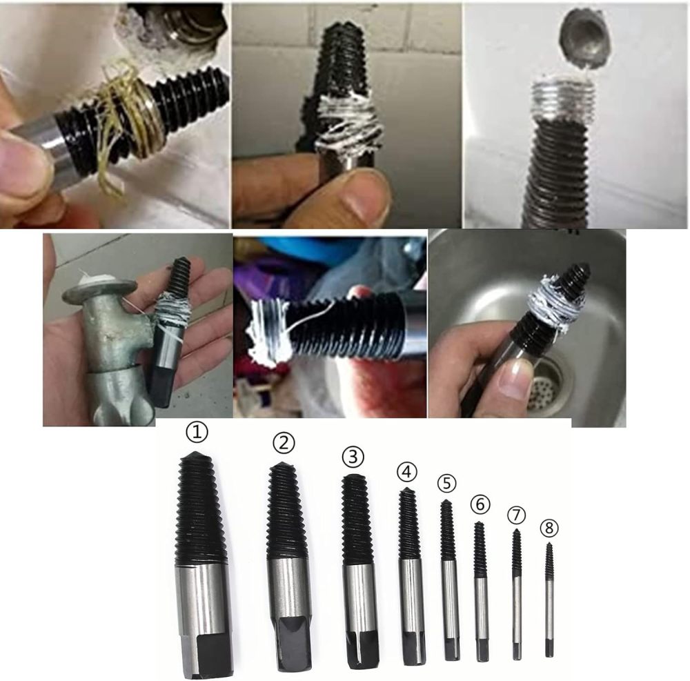 4-22mm 6pc Steel Spiral Screw Extractor Damaged Screw Broken Remover Set