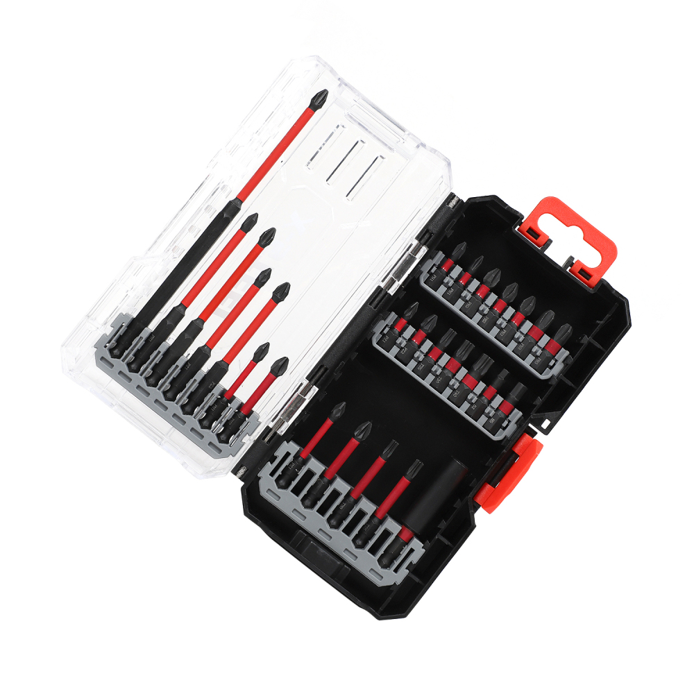 Expert 26pc S2 Steel Impact Power Bits with Magnetic Tip Set: Phillips, Pozi, Slotted, Hex, Torx