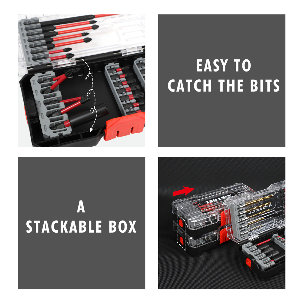 Expert 26pc S2 Steel Impact Power Bits with Magnetic Tip Set: Phillips, Pozi, Slotted, Hex, Torx